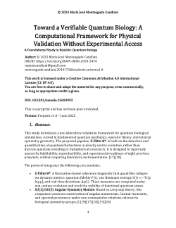 Toward a Verifiable Quantum Biology A Computational Framework for Physical Validation Without Experimental Access