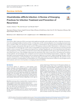 <i>Clostridioides difficile</i> Infection: A Review of Emerging Practices for Infection Treatment and Prevention of Recurrence