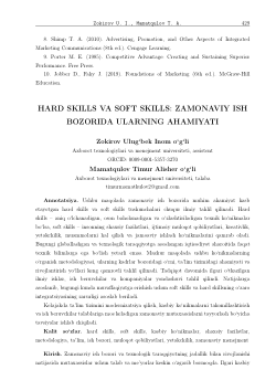 HARD SKILLS VA SOFT SKILLS: ZAMONAVIY ISH BOZORIDA ULARNING AHAMIYATI