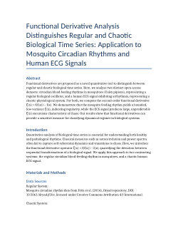 Functional Derivative Analysis Distinguishes Regular and Chaotic Biological Time Series: Application to Mosquito Circadian Rhythms and Human ECG Signals