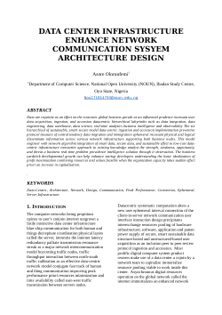 DATA CENTER INFRASTRUCTURE ENHANCE NETWORK COMMUNICATION SYSYEM ARCHITECTURE DESIGN