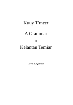 A Grammar of Kelantan Temiar (complete)