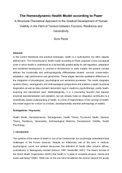 The Homeodynamic Health Model according to Pazer: A Structural-Theoretical Approach to the Gradual Development of Human Viability in the Field of Tension between Function, Resilience and Generativity