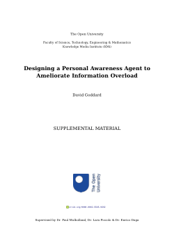 Consolidated Supplemental Material for Thesis <i>Designing a Personal Awareness Agent to Ameliorate Information Overload</i>