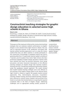 <b>Constructivist teaching strategies for graphic design education in selected senior high schools in Ghana</b>