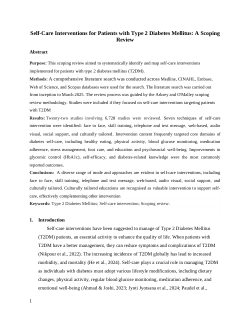 <b>Self-Care Interventions </b><b>for Patients with Type 2 Diabetes Mellitus: A Scoping Review</b>
