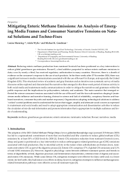 Mitigating Enteric Methane Emissions: An Analysis of Emerging Media Frames and Consumer Narrative Tensions on Natural Solutions and Techno-Fixes