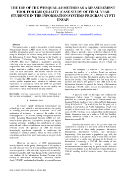 THE USE OF THE WEBQUAL 4.0 METHOD AS A MEASUREMENT TOOL FOR LMS QUALITY (CASE STUDY OF FINAL YEAR STUDENTS IN THE INFORMATION SYSTEMS PROGRAM AT FTI UNSAP).pdf
