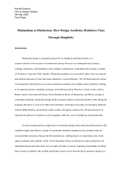 Minimalism as Distinction: How Design Aesthetics Reinforce Class Through Simplicity