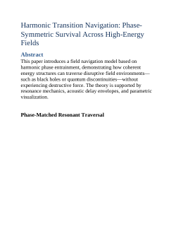 Harmonic Transition Navigation Phase-Symmetric Survival Across High Energy Fields