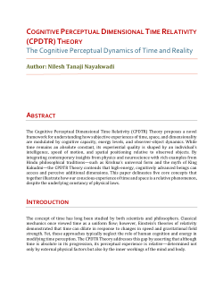 Cognitive Perceptual Dimensional Time Relativity (CPDTR) Theory: The Cognitive Perceptual Dynamics of Time and Reality