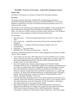 Replication Data for: The Power of Prevention: An Analysis of Federal HIV Housing Investments