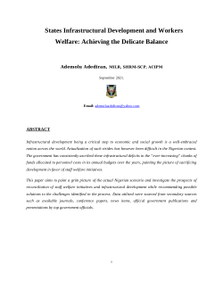 States Infrastructural Development and Workers Welfare: Achieving the Delicate Balance