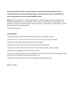 <b>Study protocol: Analysis of the association between</b><b> occupational wood dust exposure and risk of rheumatoid arthritis</b>