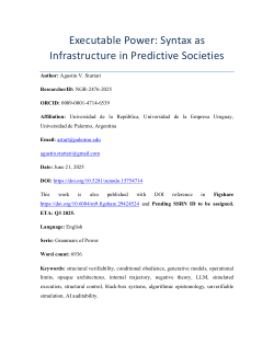 Executable Power: Syntax as Infrastructure in Predictive Societies