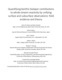 Supplementary data files for "Quantifying benthic biolayer contributions to whole-stream reactivity by unifying surface and subsurface observations: field evidence and theory"
