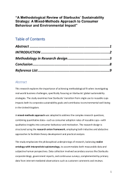 “A Methodological Review of Starbucks’ Sustainability Strategy: A Mixed-Methods Approach to Consumer Behavior and Environmental Impact”