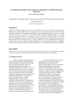AUTOMATA THEORY: THE STUDY OF ABSTRACT COMPUTATIONAL DEVICES