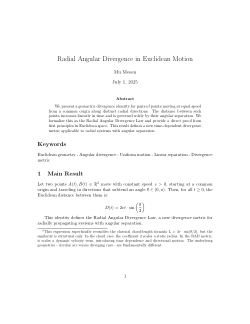 <b>Radial Angular Divergence in Euclidean Motion</b>