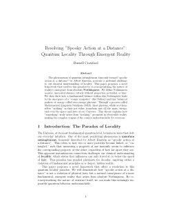 <b>Resolving ”Spooky Action at a Distance”: Quantum Locality Through Emergent Reality</b>
