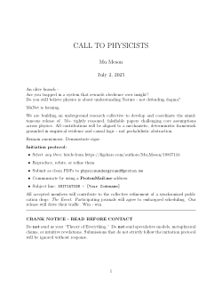 <b>A Call to Physicists</b>