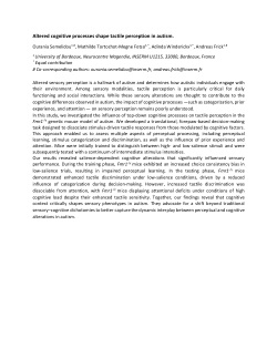 <b>Altered cognitive processes shape tactile perception in autism.</b> (data)