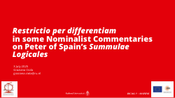 <i>Restrictio</i><i> per </i><i>differentiam</i> in some Nominalist Commentaries on Peter of Spain’s <i>Summulae</i><i> </i><i>Logicales</i>
