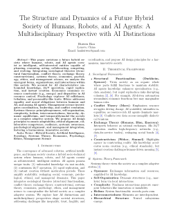 The Structure and Dynamics of a Future Hybrid Society of Humans, Robots, and AI Agents: A Multidisciplinary Perspective with AI Distinctions