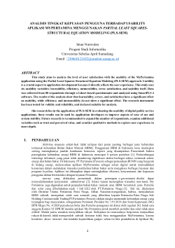 ANALISIS TINGKAT KEPUASAN PENGGUNA TERHADAP USABILITY APLIKASI MYPERTAMINA MENGGUNAKAN PARTIAL LEAST SQUARES-STRUCTURAL EQUATION MODELING (PLS-SEM)