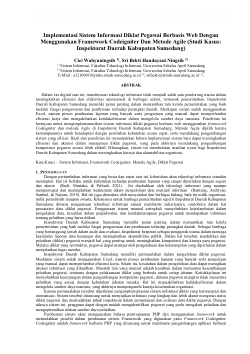 Implementasi Sistem Informasi Diklat Pegawai Berbasis Web Dengan Menggunakan Framework Codeigniter Dan Metode Agile (Studi Kasus: Inspektorat Daerah Kabupaten Sumedang)