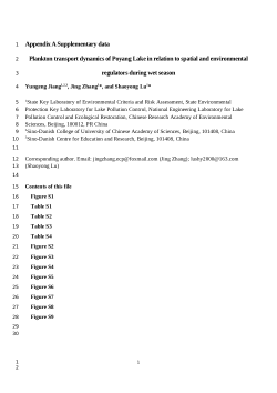 Supplementary data for article: Plankton transport dynamics of Poyang Lake in relation to spatial and environmental regulators during wet season