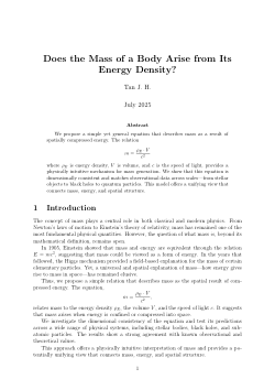 Does the Mass of a Body Arise from Its Energy Density?