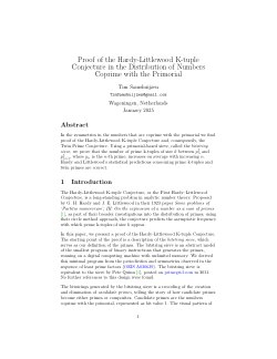 Proof of the Hardy-Littlewood K-tuple Conjecture in the Distribution of Numbers Coprime with the Primorial