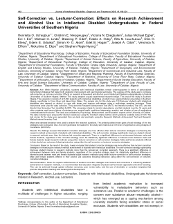 Self-Correction  vs.  Lecturer-Correction  Effects  on  Research  Achievement and   Alcohol   Use   in   Intellectual   Disabled   Undergraduates   in   Federal Universities of Southern Nigeria.pdf