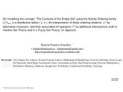 On modelling the concept: “The Contents of the Empty Set" using the Activity Ordering family(⊑^w)<i>w</i>∈<i>L</i> in a distributive lattice (<i>L</i>, ≤). An interpretation of these ordering relations ⊑^w asalternative inclusions and their associated inf-operators ⨅^w as additional intersections, both inIntuitive Set Theory and in <i>L</i>-Fuzzy Set Theory. (In Spanish).