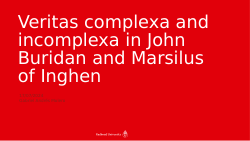 Veritas complexa and incomplexa in John Buridan and Marsilius of Inghen