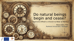 Conference: Do Natural Beings Begin and Cease? Apollinare Offredi’s Criticism on Peter of Mantua.