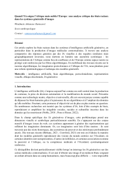 <b>Quand l’IA soigne l’Afrique mais oublie l’Europe : une analyse critique des biais raciaux dans les systèmes génératifs d’images</b>