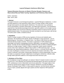 <b>Temporal Biomarker Discovery via Vitamin D Nuclear Receptor Clearance and Observational Mucosal Pattern Cycling: Hypothesis and Preliminary Observations</b>