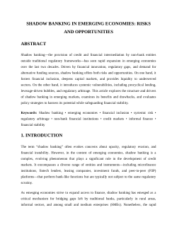 <b>SHADOW BANKING IN EMERGING ECONOMIES: RISKS AND OPPORTUNITIES</b>