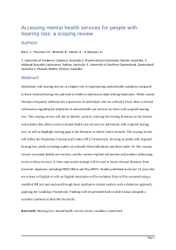 Accessing Mental Health Services for People with Hearing Loss: A Scoping Review (Protocol)