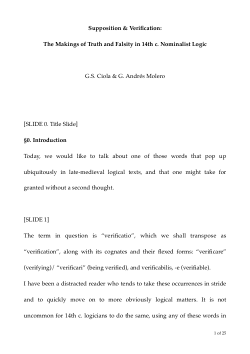 Supposition & Verification: The Makings of Truth and Falsity in 14th c. Nominalist Logic