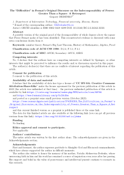 The "Difficulties" in Fermat's Original Discourse on the Indecomposability of Powers Greater Than a Square: A Retrospect