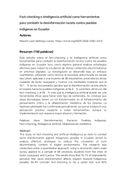 Fact-checking e inteligencia artificial como herramientas para combatir la desinformación racista contra pueblos indígenas del Ecuador educaciónFact-checking e inteligencia artificial como herramientas para combatir la desinformación racista contra pueblos indígenas en Ecuador