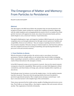 <b>The Emergence of Matter and Memory: From Particles to Persistence</b>