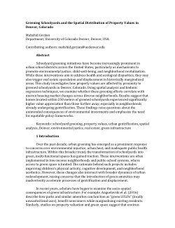 <b>Greening Schoolyards and the Spatial Distribution of Property Values in Denver, Colorado</b>