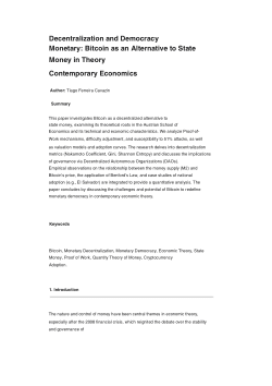 <b>Decentralization and Monetary Democracy: Bitcoin as an alternative to state money in contemporary economic theory</b>