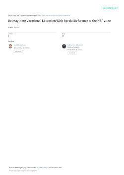 Reimagining Vocational Education with Special Reference to the New Education Policy 2020.