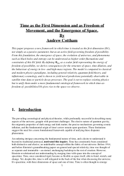 Time as the First Dimension and as Freedom of Movement, and the Emergence of Space.
