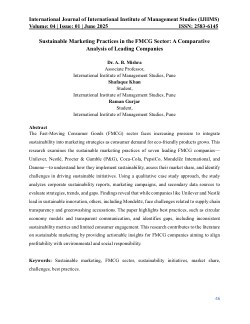 Sustainable Marketing Practices in the FMCG Sector: A Comparative Analysis of Leading Companies
